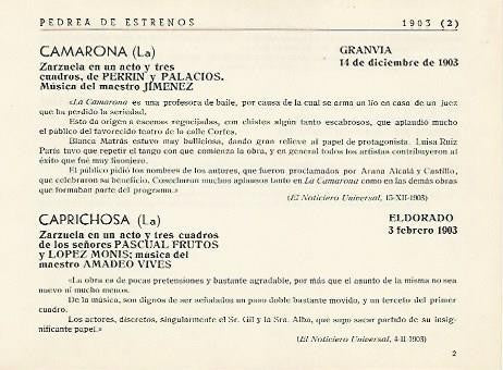 LAMINA 2891: Pedrea de estrenos 1903 (II)