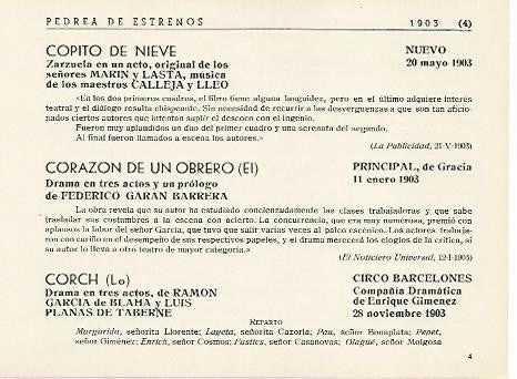 LAMINA 2893: Pedrea de estrenos 1903 (IV)
