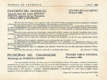 LAMINA 2899: Pedrea de estrenos 1903 (VIII)