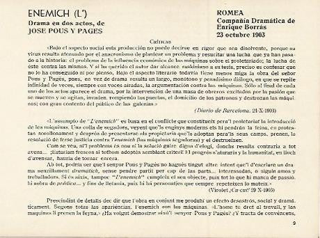 LAMINA 2933: Criticas de L Enemich. Romea 23 octubre 1903