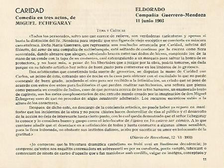LAMINA 2968: Argumento y criticas de Caridad. El Dorado 11 junio 1903