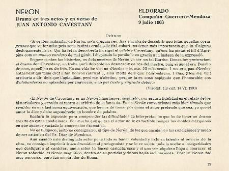 LAMINA 2979: Criticas de Neron. El Dorado 9 julio 1903