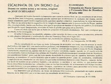 LAMINA 2984: Criticas de La Escalinata de Oro. El Dorado 30 julio 1903