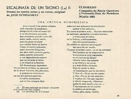 LAMINA 2985: Critica humoristica de La Escalinata de Oro. El Dorado 30 julio 1903