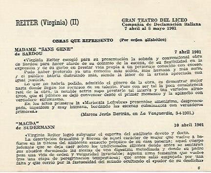 LAMINA 3025: Obras que represento Virginia Reiter en el Liceo. 1901