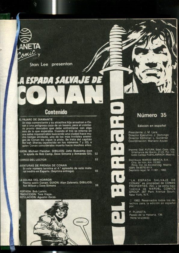 La Espada Salvaje de Conan primera edicion tomo verde  numerado en lomo XII