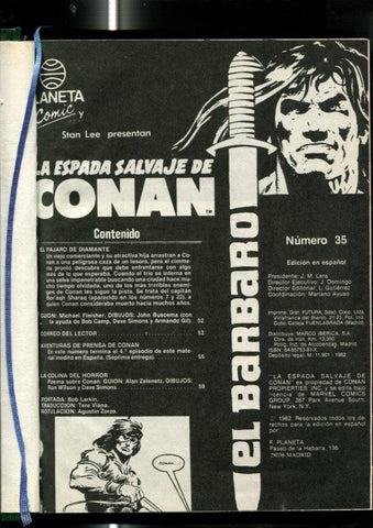 La Espada Salvaje de Conan primera edicion tomo verde  numerado en lomo XII