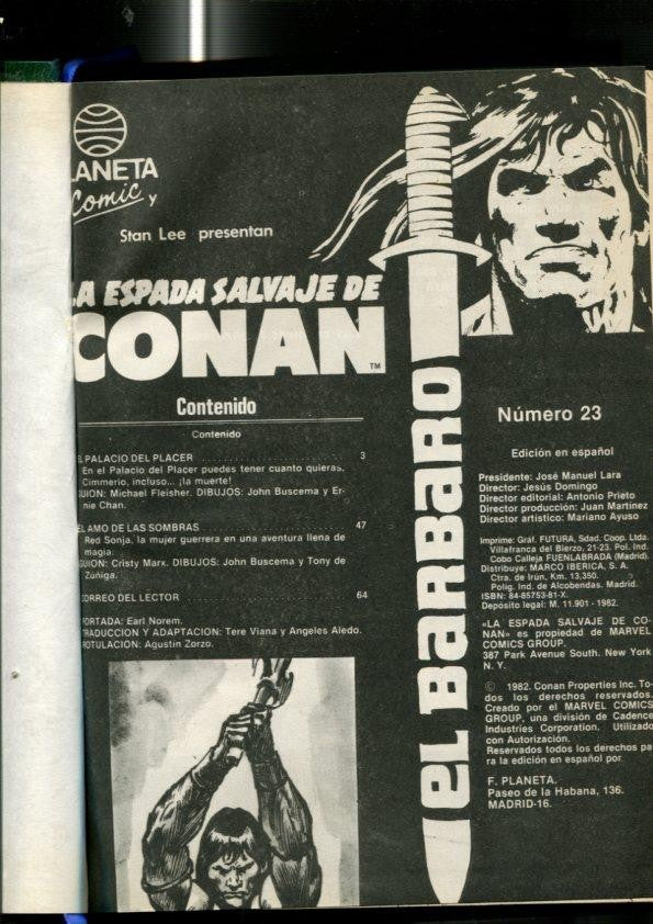 La Espada Salvaje de Conan primera edicion tomo verde  numerado en lomo XI