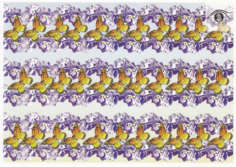 Postal 61055: mariposas y flores.
