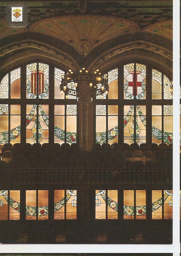 Postal 046314 : Ventanales de la sala de conciertos. Palau de la Musica Catalana. Barcelona. Arquitecte: Domenech i Montaner (1908)