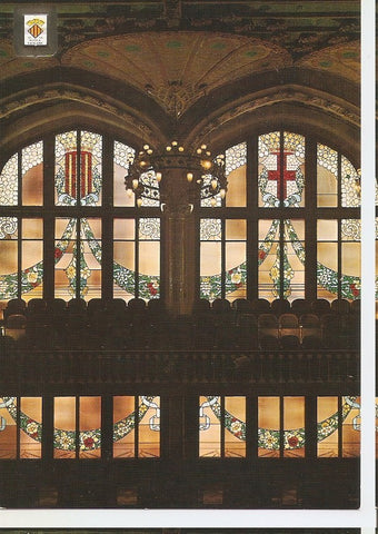 Postal 046314 : Ventanales de la sala de conciertos. Palau de la Musica Catalana. Barcelona. Arquitecte: Domenech i Montaner (1908)