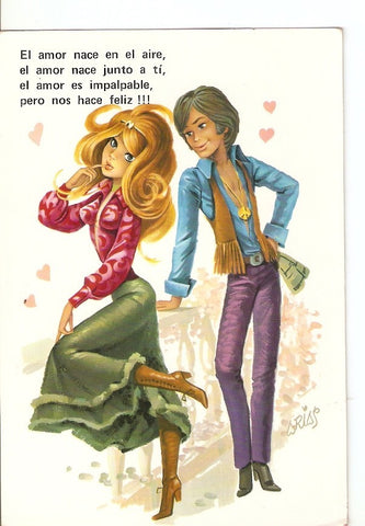 Postal 037054 : El amor nace en el aire el amor nace junto a ti el amor es impalpable pero nos hace feliz!!!