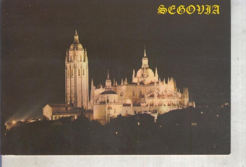 Postal 016236: Vista nocturna de la catedral de Segovia