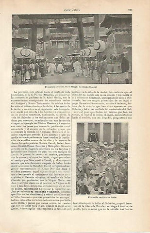 LAMINA ESPASA 3637: Procesion sintoista en el templo de Nikko Japon