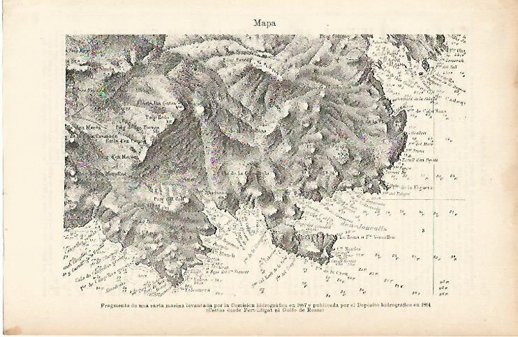 LAMINA ESPASA 4026: Mapa de las costas desde Port-Lligat al Gofo de Rosas