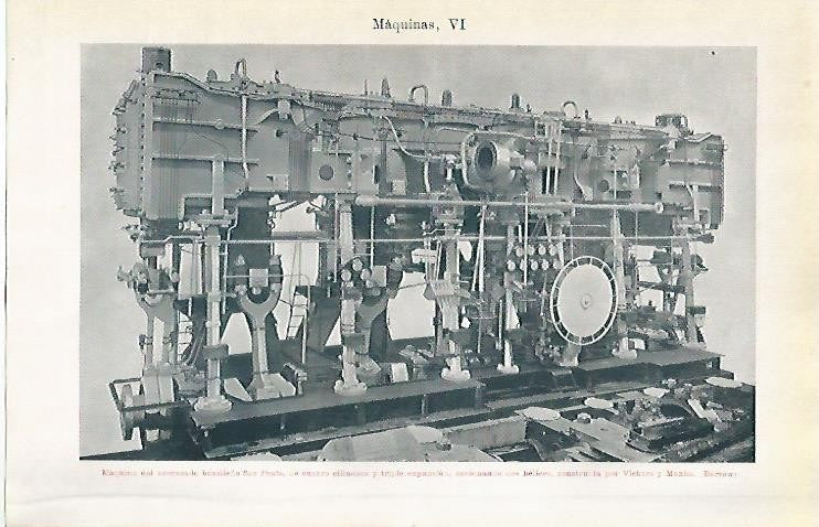 LAMINA ESPASA 4033: Maquina del acorazado Sao Paolo