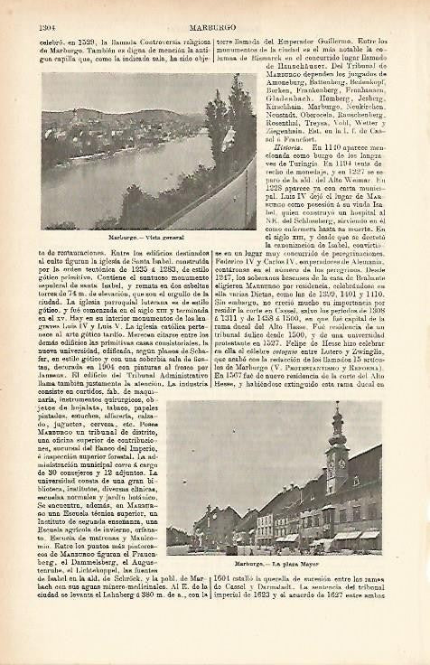 LAMINA ESPASA Alemania 4046: Vista general de Marburgo Alemania