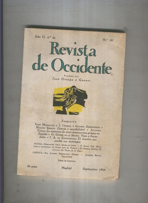 Revista de Occidente numero 18 segunda epoca