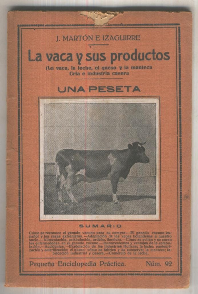 Pequeña enciclopedia practica numero 092: La vaca y sus productos