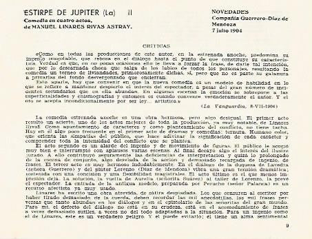 LAMINA 2799: Criticas de La Estirpe de Jupiter. Novedades 7 julio 1904