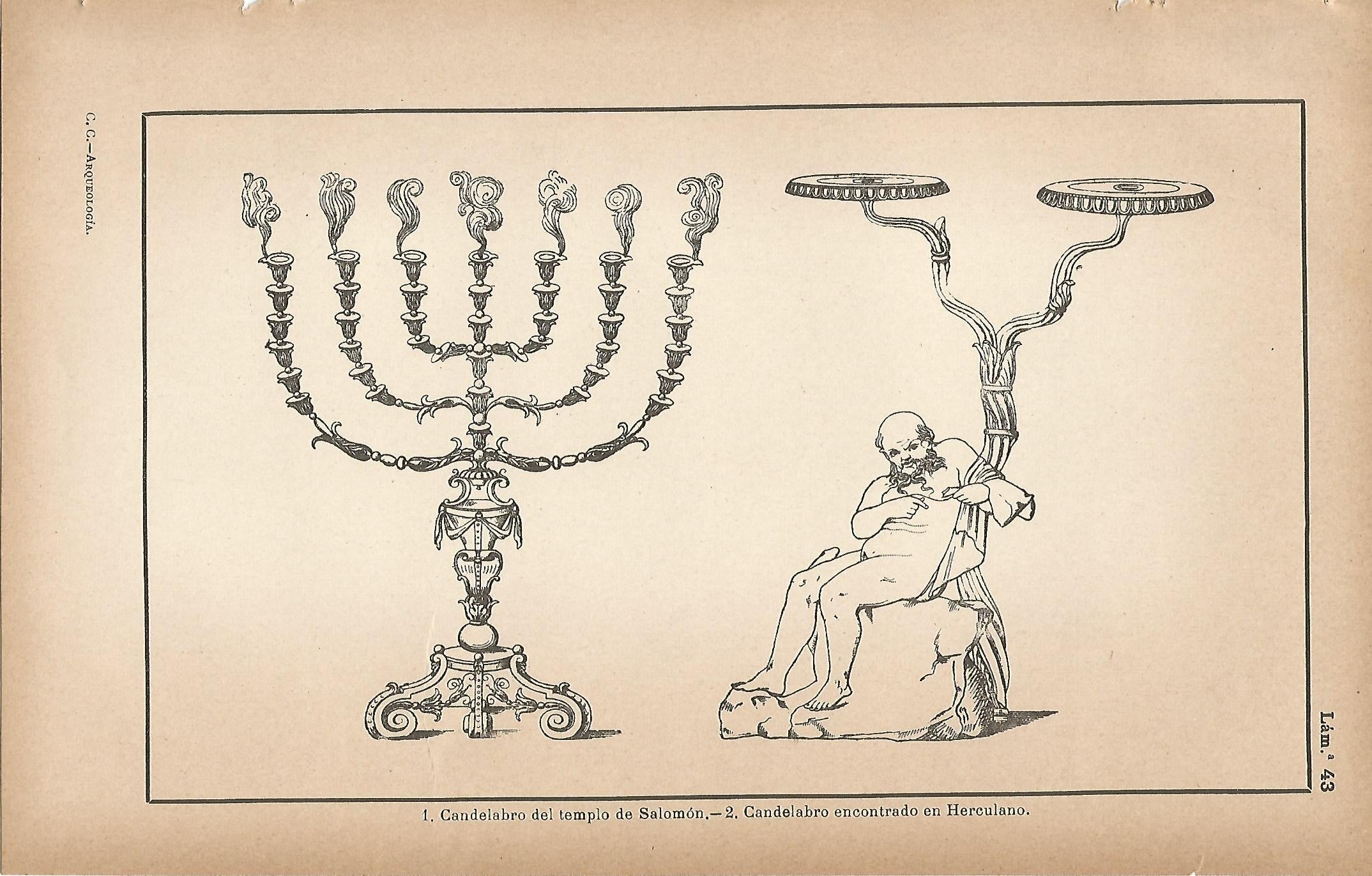 Lamina 043: Menora del templo de Salomon - Candelabro romano de Herculano