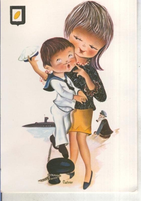 Postal 015257: Marino bajito con su novia, ilustracion de Castañer