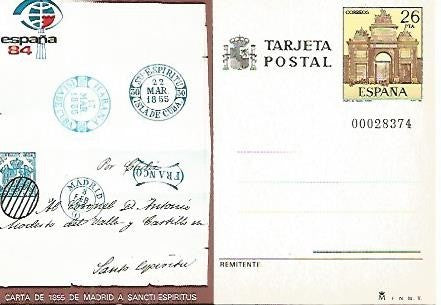 Postal 53448: Carta de 1855 de Madrid a Sancti-Espiritus