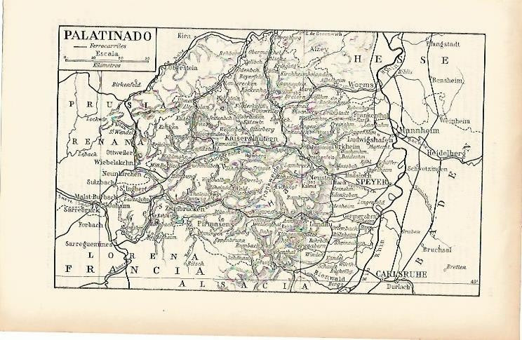 LAMINA ESPASA Alemania 1527: Mapa de Palantinado Alemania