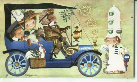 Postal : coche infantil realizada por Ferrandiz modelo 1