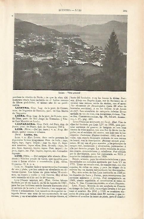 LAMINA ESPASA 1806: Vista general de Luino Italia