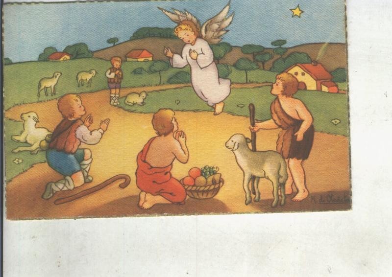 Postal 014834: Tarjeta Navidad: escena del nacimiento por Olañeta