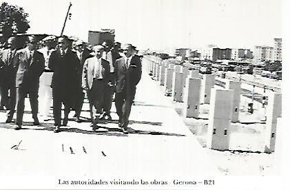 POSTAL 55055: Gerona. Autoridades visitando las obras