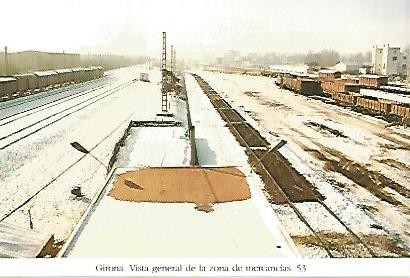 POSTAL 55130: Nevada en la zona de mercancias. Estacion de Girona. 1985