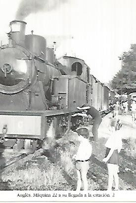 POSTAL 55222: Maquina 22 a su llegada a la estacion de Angles. 1969