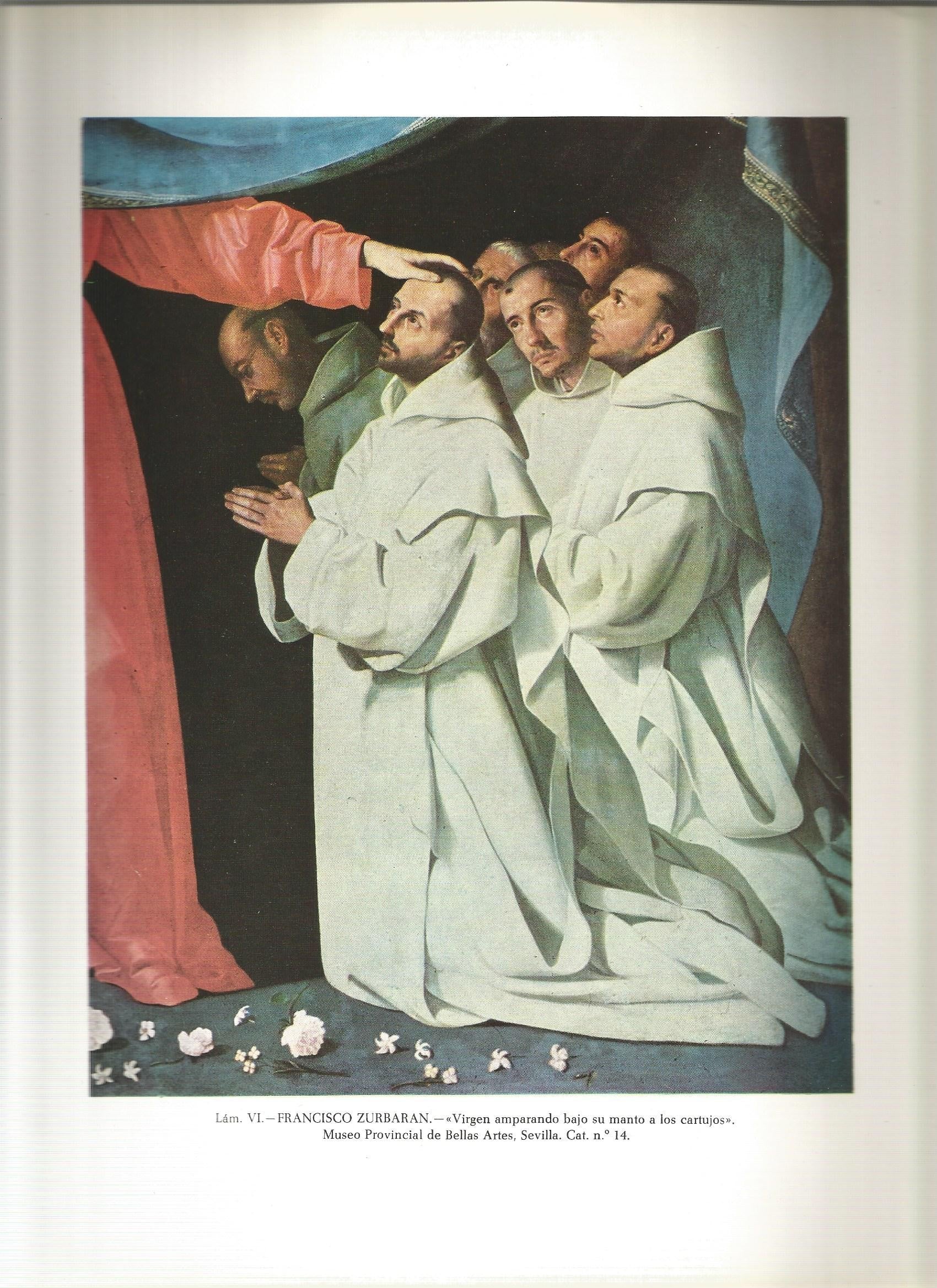 Lamina 006: Zurbaran. Virgen amparando bajo su manto a los cartujos