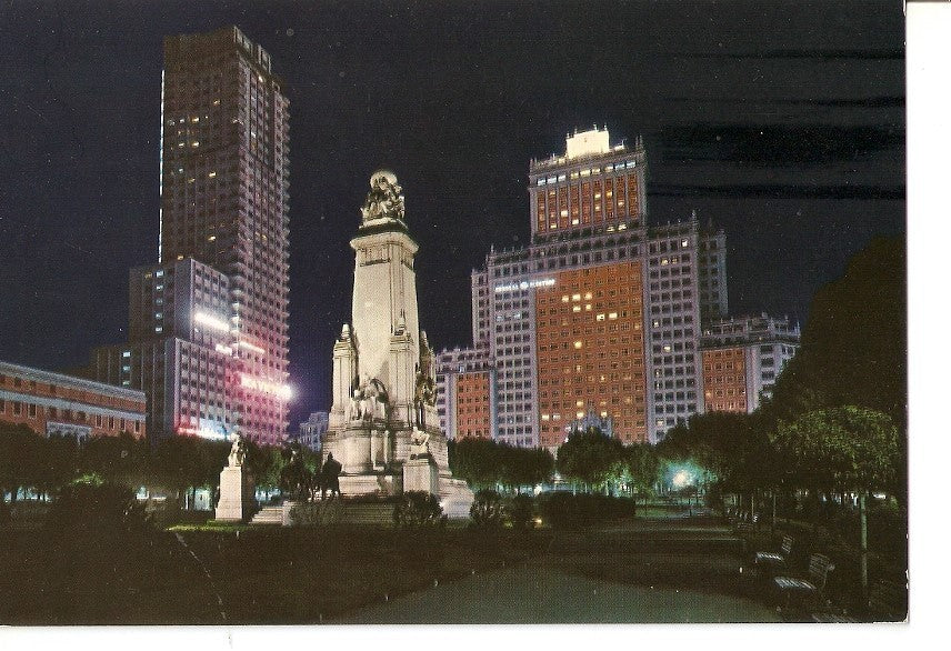 Postal 034171 : Madrid. Plaza de España. Aspecto nocturno