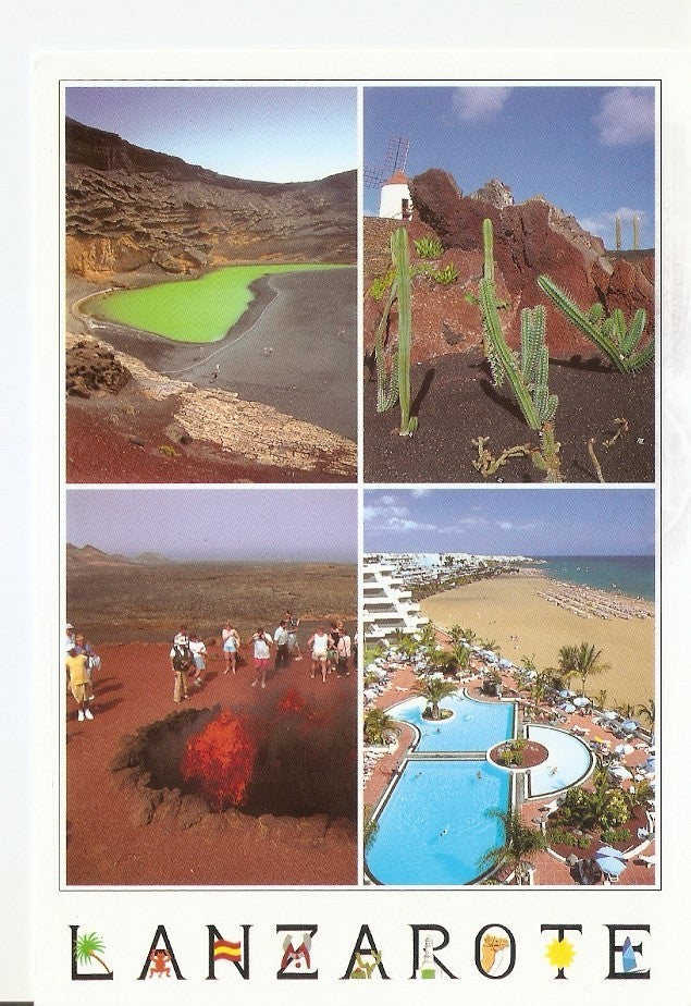 Postal 044290 : Lanzarote. El Golfo Jardin de Cactus Montaña de fuego y Puerto del Carmen