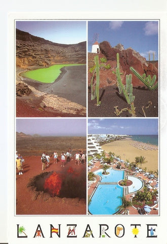 Postal 044290 : Lanzarote. El Golfo Jardin de Cactus Montaña de fuego y Puerto del Carmen
