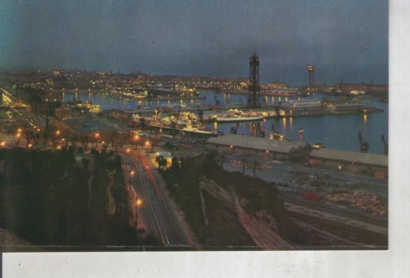Postal 016203: Vista nocturna del puerto de Barcelona desde Miramar