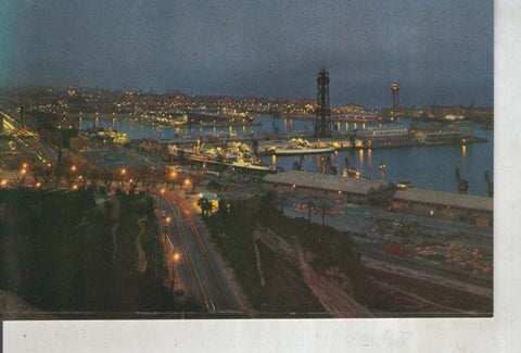 Postal 016203: Vista nocturna del puerto de Barcelona desde Miramar