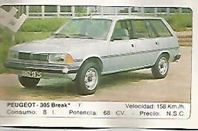 CROMO 312 ALBUM COCHES MOTOR 16: PEUGEOT 305 BREAK