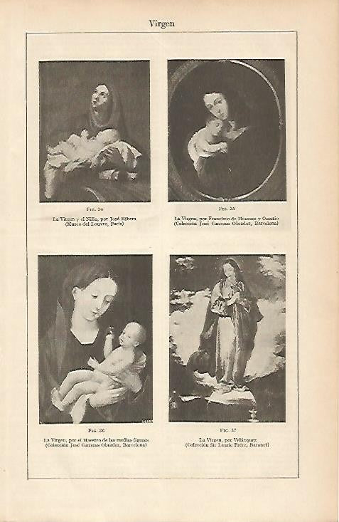 LAMINA ESPASA 4091: La Virgen y el Niño por Ribera Meneses y Velazzquez