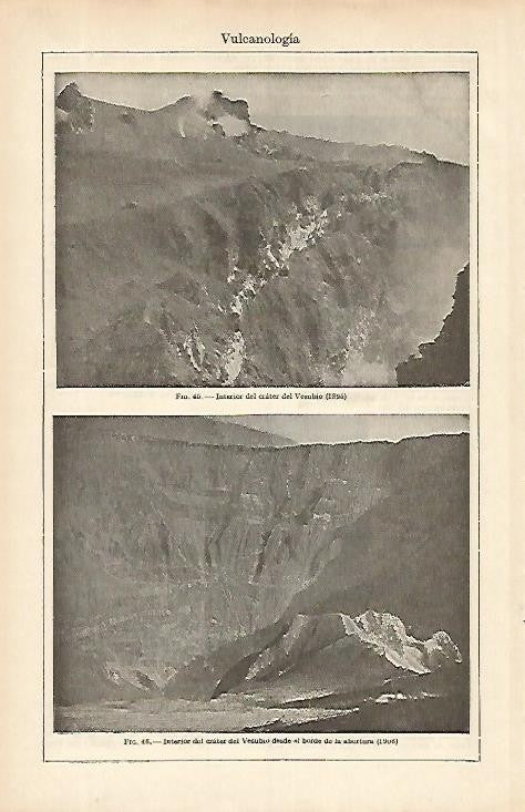 LAMINA ESPASA 4184: Interior crater del Vesubio en 1895