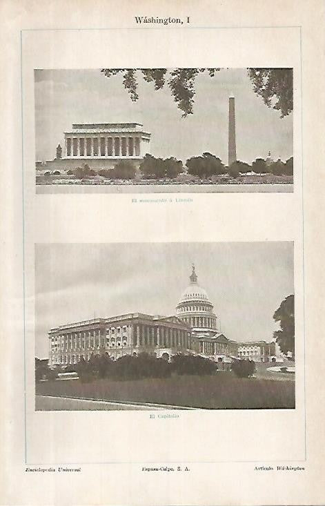 LAMINA ESPASA 4192: El Capitolio y el monumento a Lincoln Washington
