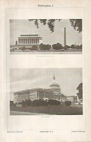 LAMINA ESPASA 4192: El Capitolio y el monumento a Lincoln Washington