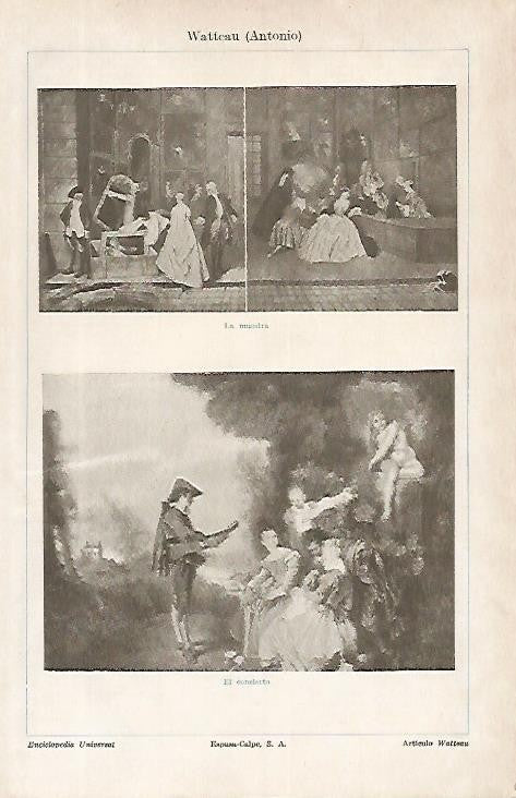 LAMINA ESPASA 4199: La muestra y El concierto obras de A. Watteau