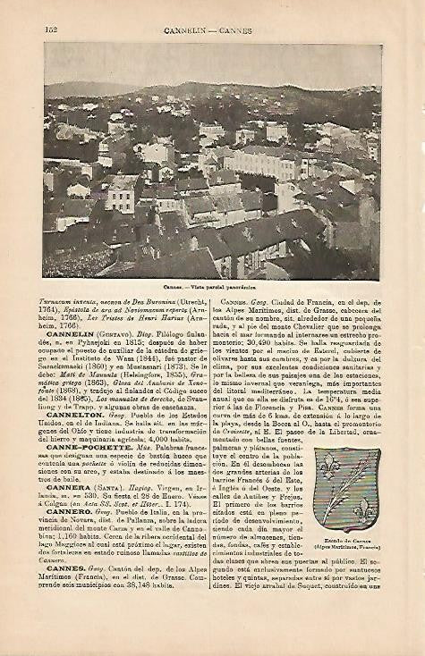 LAMINA ESPASA 4218: Vista parcial de Cannes Francia