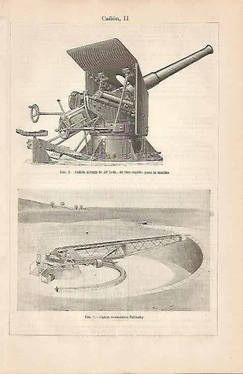 LAMINA ESPASA 4240: Cañon Krupp para la marina