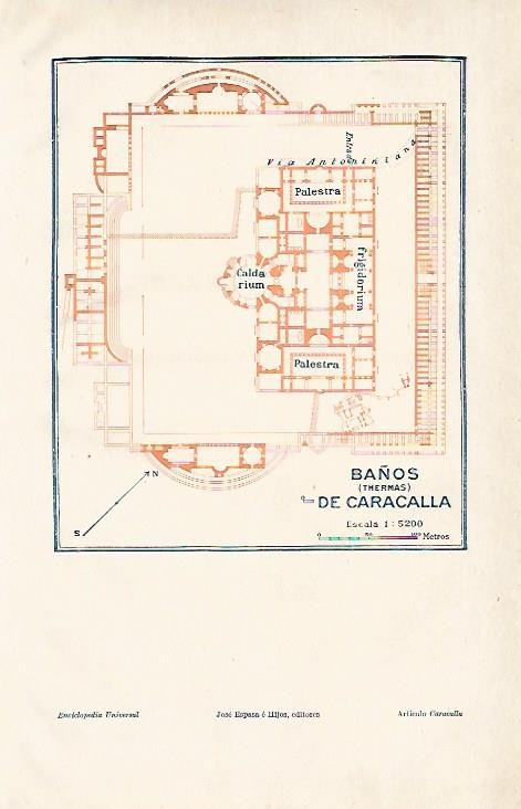 LAMINA ESPASA 4275: Plano de los Baños o Termas de Caracalla