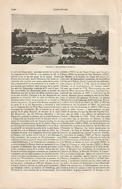 LAMINA ESPASA Alemania 4335: Jardines y palacio de Karlsruhe Alemania